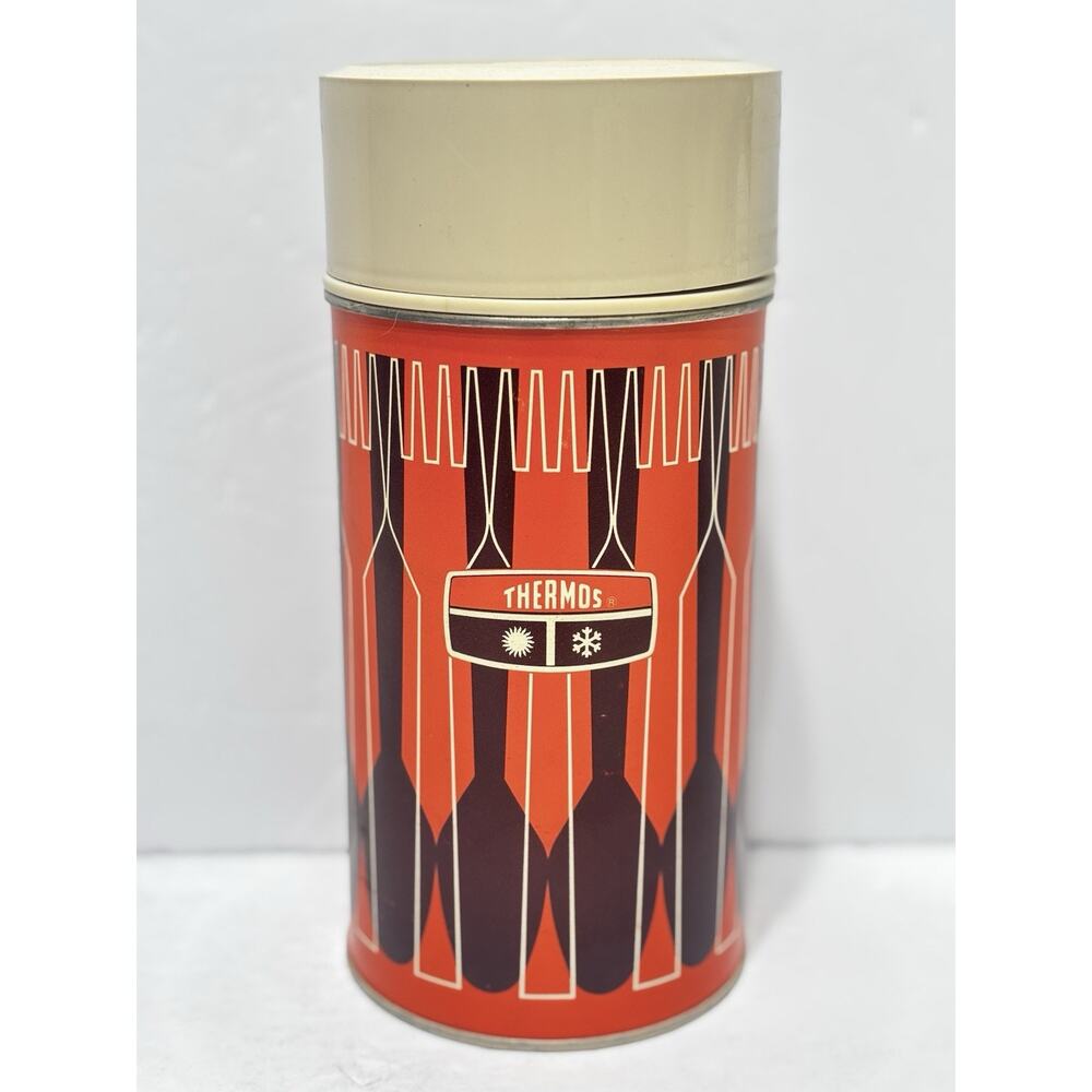 Vintage Thermos Bottle Brown Mid Century 60s 70s